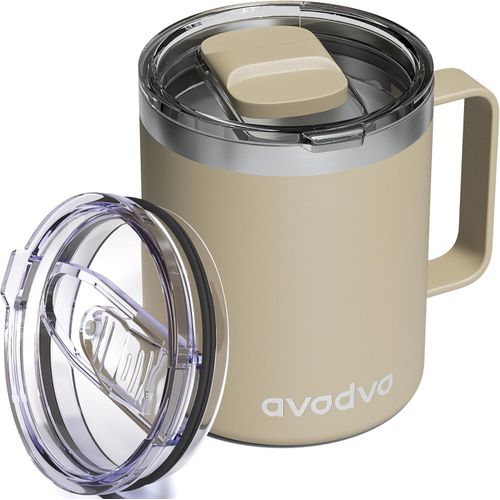 Taza de café aislada de 12 onzas con tapa, incluye dos tapas