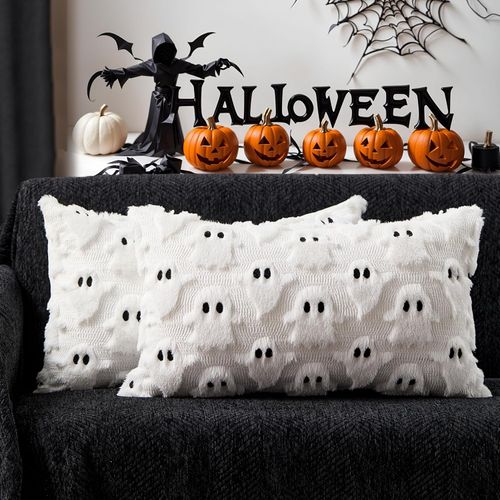 Juego de 2 Fundas Decorativas Blanco y Negro de 30 × 51 cm