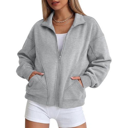 Sudadera Y2K para Mujer con Cremallera y Mangas Murciélago