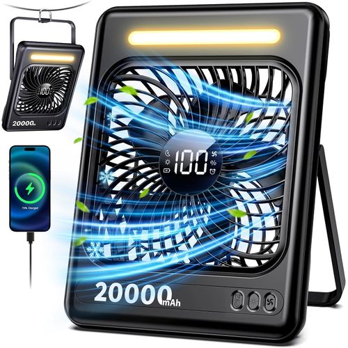 Ventilador alimentado por batería de 20000 mAh tiempo de funcionamiento máximo de 60 horas