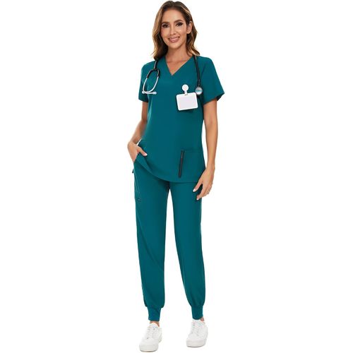 Uniforme Médico para Mujer 2 Piezas Elástico 8 Bolsillos