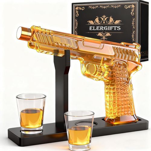 Juego de Decantador de Whisky con Forma de Pistola (ELERGIFTS - 10.5 oz)