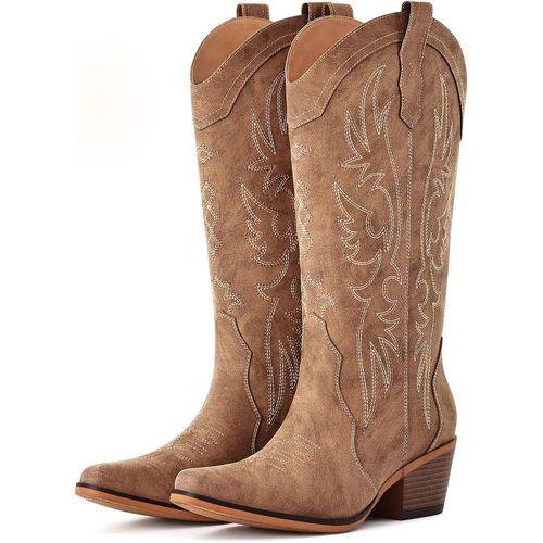 Botas vaqueras para mujer, botas vaqueras occidentales de media