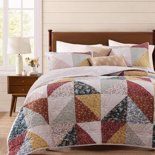 Edredón Queen 3 Piezas Floral Reversible 229 x 239 cm