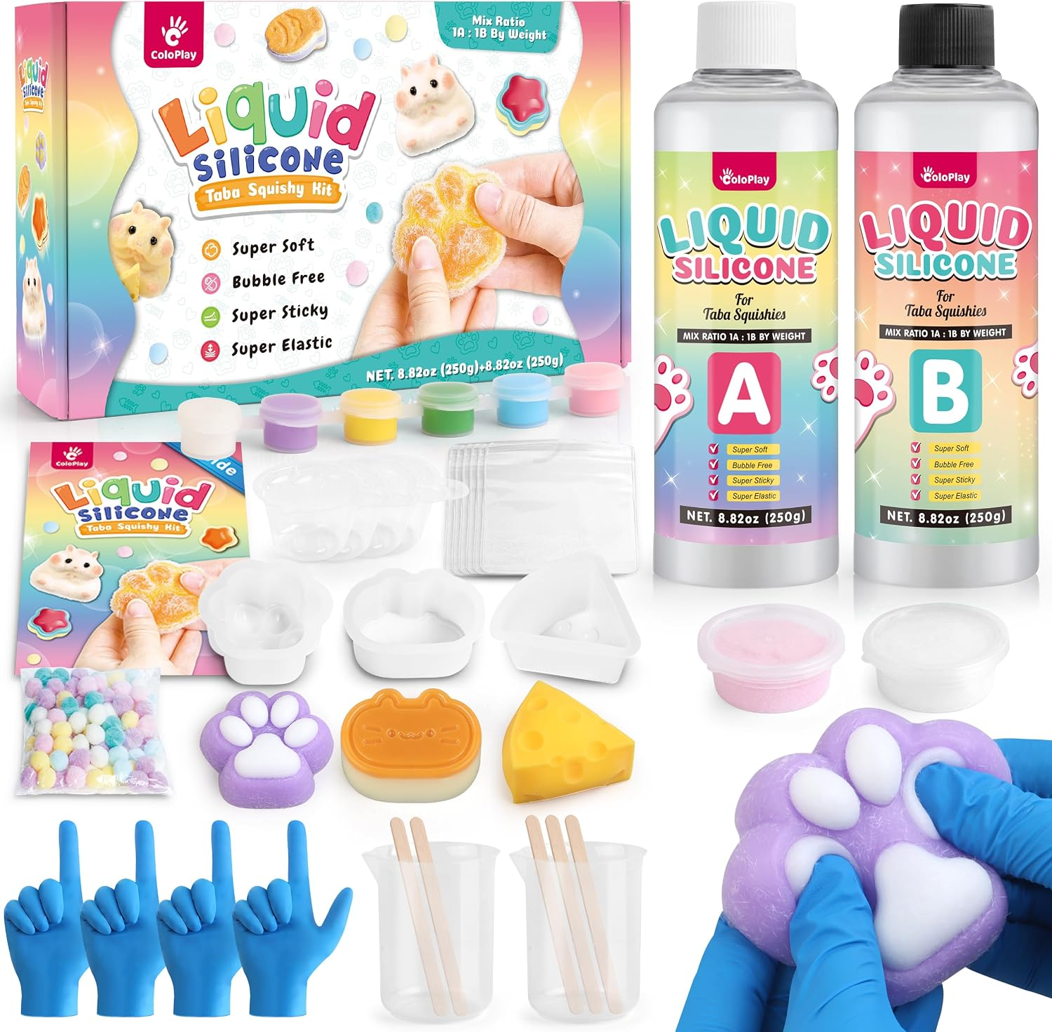 Kit para Crear Juguetes Squishy con Silicona y 3 Moldes