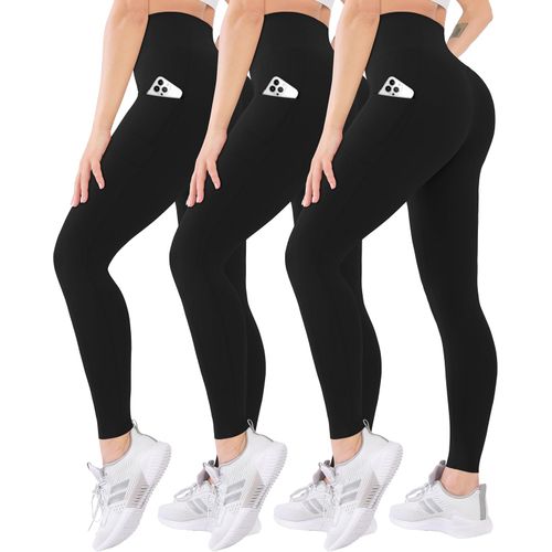 Leggings para Mujer 3 Unidades Cintura Alta con Bolsillos