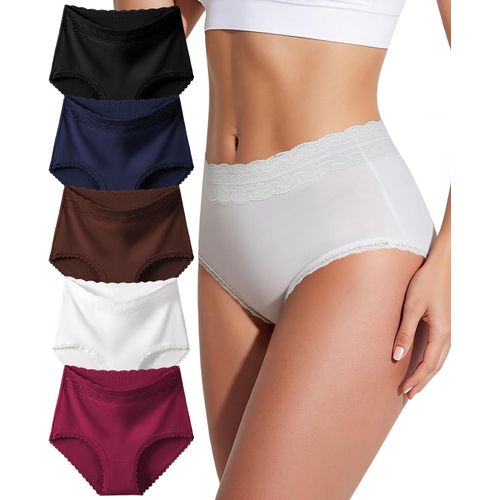 Ropa Interior para Mujer 5 Unidades Algodón Cintura Alta con Encaje