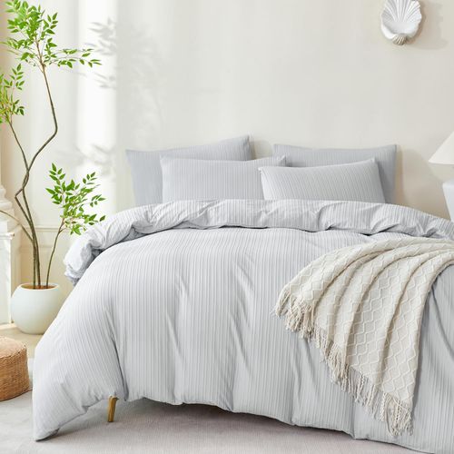 Edredón King 264 x 229 cm Jacquard Gris 3 Piezas