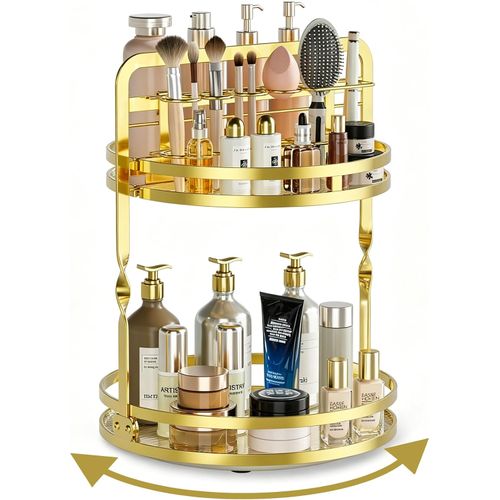 Organizador de maquillaje giratorio de 360°, organizador de baño