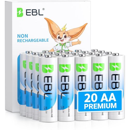 EBL Pilas Alcalinas AA 1.5V Larga Duración Paquete de 20