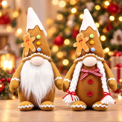 Gnomos de Navidad, decoraciones navideñas de pan de jengibre