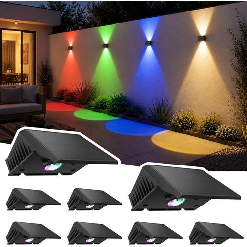 Luces de valla alimentadas por energía solar, luces solares multicolor para pared