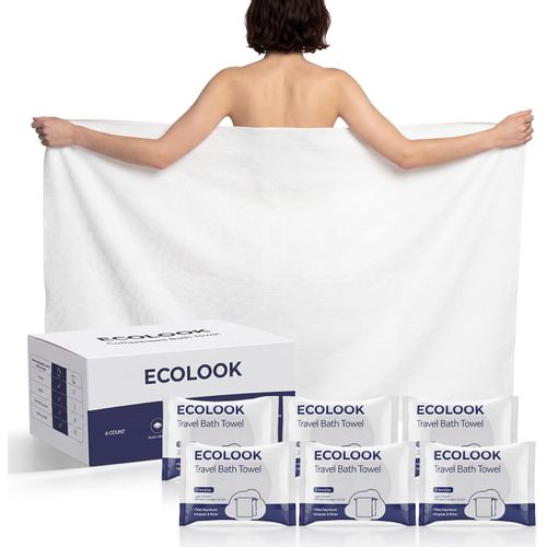 ecolook Toallas de baño desechables comprimidas, 31 x 63 pulgadas