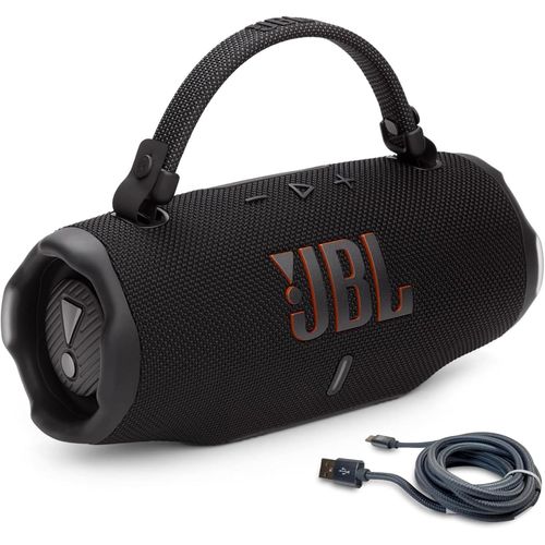 JBL Charge 6 (Negro) + Paquete con cable trenzado USB-C