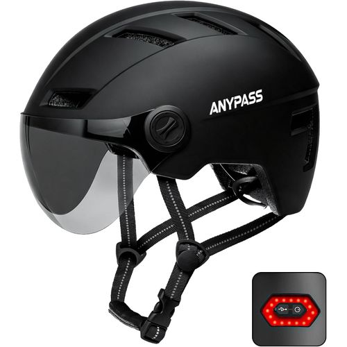 Casco de bicicleta para adultos con luz trasera recargable, gafas UV 400