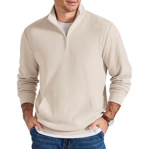 Sudadera de Pana para Hombre con Cuello Alto y Cremallera
